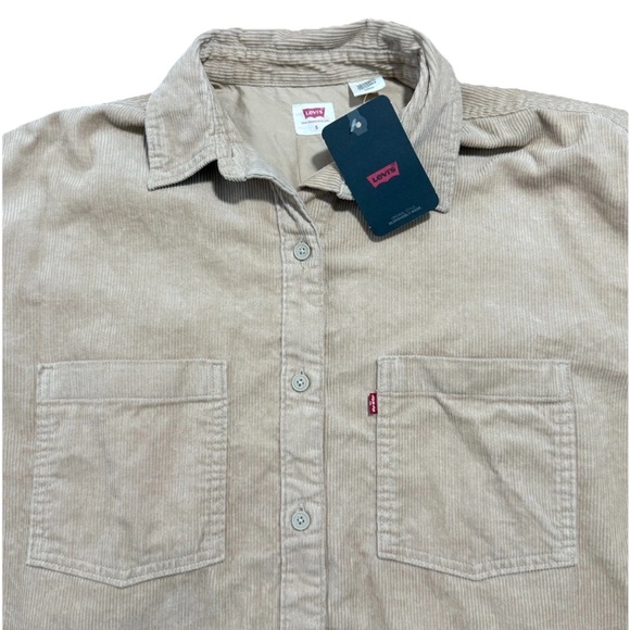 Levi’s Button Up Corduroy Beige Tan Shirt Size S Red Tab NWT Cotton - Picture 1 of 10